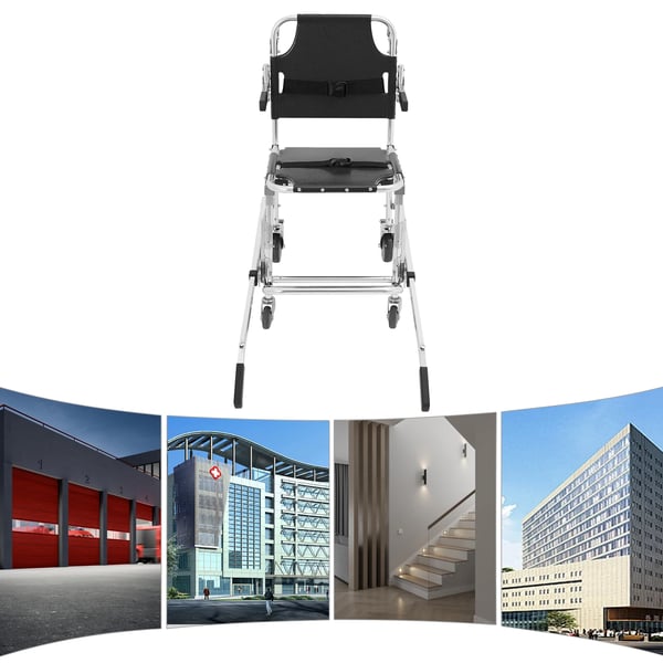 Evakueringsstol til trapper - Foldbar transportstol i aluminiumslegering - Universelle hjul - Trappeklatrer - Forflytning af handicappede - Sort