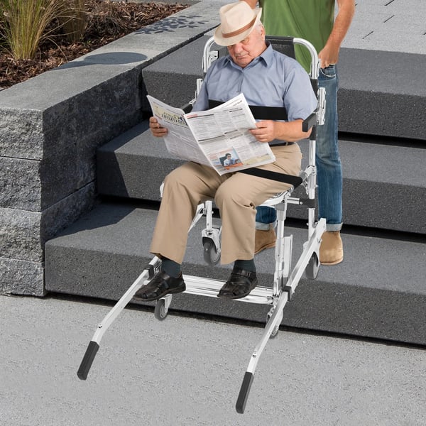 Evakueringsstol til trapper - Foldbar transportstol i aluminiumslegering - Universelle hjul - Trappeklatrer - Forflytning af handicappede - Sort