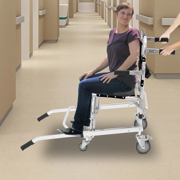 Evakueringsstol til trapper - Foldbar transportstol i aluminiumslegering - Universelle hjul - Trappeklatrer - Forflytning af handicappede - Sort