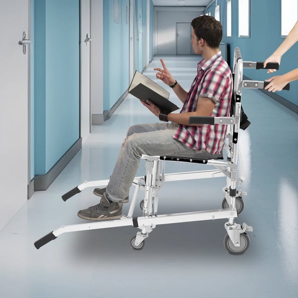 Evakueringsstol til trapper - Foldbar transportstol i aluminiumslegering - Universelle hjul - Trappeklatrer - Forflytning af handicappede - Sort