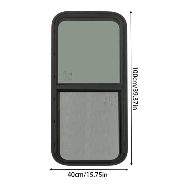 Autocamper/Caravan Vindue - Side Skydevindue - 1000×400 mm - Myggenet - 20% Tonet Hærdet Glas - Aluminiumsramme - Direkte Erstatning - Hvid