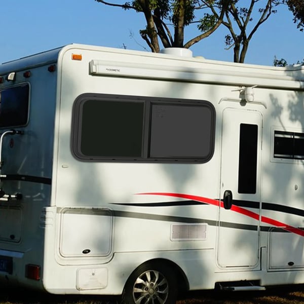 Autocamper/Caravan Vindue - Side Skydevindue - 1000×400 mm - Myggenet - 20% Tonet Hærdet Glas - Aluminiumsramme - Direkte Erstatning - Hvid