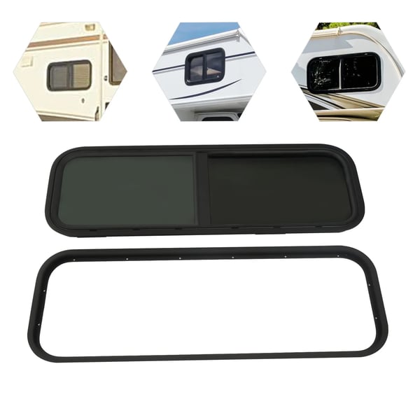 Autocamper/Caravan Vindue - Side Skydevindue - 1000×400 mm - Myggenet - 20% Tonet Hærdet Glas - Aluminiumsramme - Direkte Erstatning - Hvid