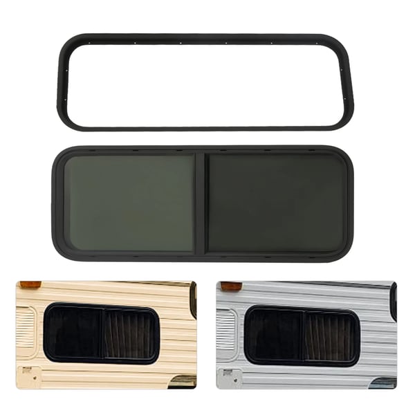 Autocamper/Caravan Vindue - Side Skydevindue - 1000×400 mm - Myggenet - 20% Tonet Hærdet Glas - Aluminiumsramme - Direkte Erstatning - Hvid