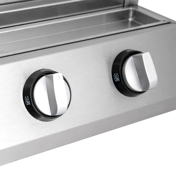 Propan-gasgrill - Udendørs grill - Infrarød keramisk plade - Rustfrit stål - 4 betjeningsknapper - 4 varmerør - Lavtryksventil - Sølv