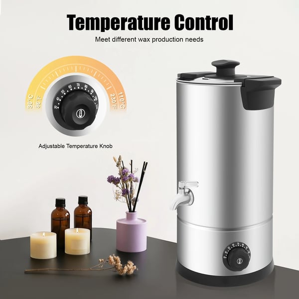 Vokssmelter - Smeltegryde - Rustfrit stål 304 - 10,4 l kapacitet - Varmeresistent - Til masseproduktion af lys