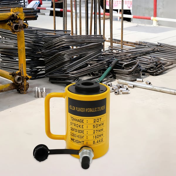 Hydraulisk donkraft - Cylinderdonkraft 20 ton - Slaglængde 160 mm - Til installation og vedligehold af mekanisk udstyr - Gul