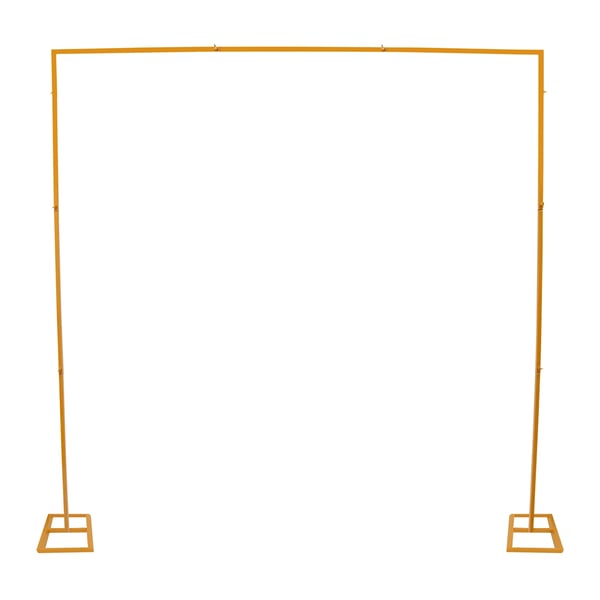 Bryllup Baggrundsstativ - Justerbar Firkantet Ramme 2,4×2,4 m - Metal/Jern - Fodplade 23×50 cm - Bæreevne 3–5 kg - Guld