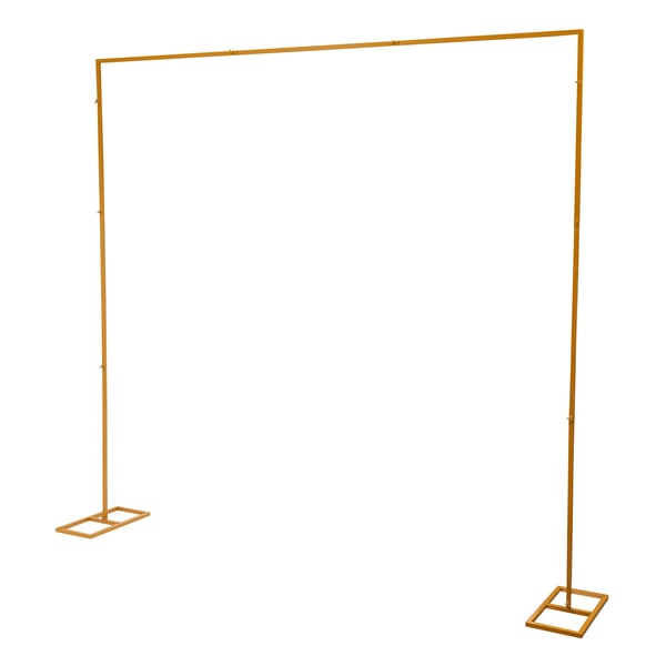 Bryllup Baggrundsstativ - Justerbar Firkantet Ramme 2,4×2,4 m - Metal/Jern - Fodplade 23×50 cm - Bæreevne 3–5 kg - Guld