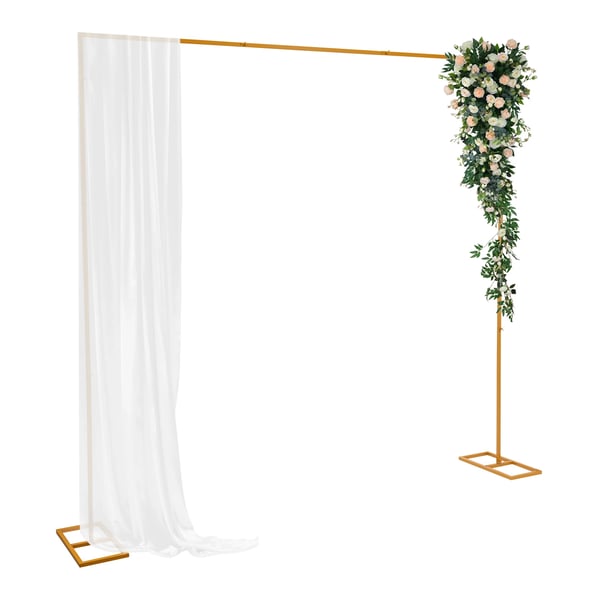 Bryllup Baggrundsstativ - Justerbar Firkantet Ramme 2,4×2,4 m - Metal/Jern - Fodplade 23×50 cm - Bæreevne 3–5 kg - Guld