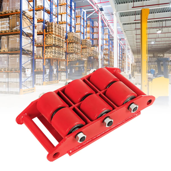 Maskinflytter - Rulleplade - Maks 8 ton Kapacitet - 360° Rotation - Industrikvalitet - Rød