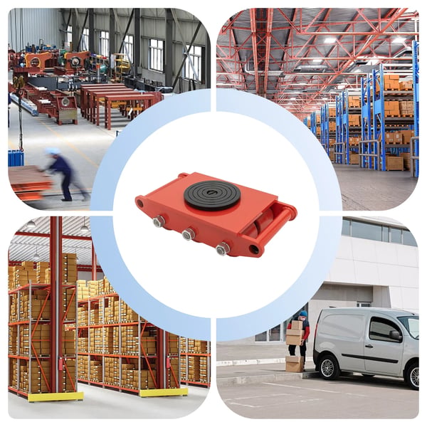 Maskinflytter - Rulleplade - Maks 8 ton Kapacitet - 360° Rotation - Industrikvalitet - Rød