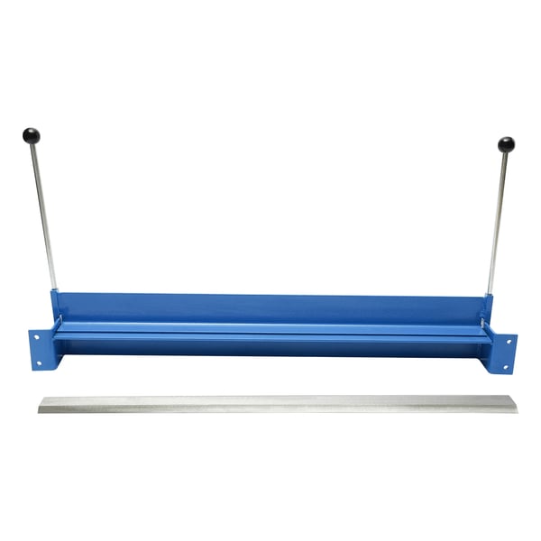 Plåtbock - Manuell plåtbockare - Bockbredd 91,4 cm - Justerbar 0–90° - Kapacitet 1,2 mm stål/1,5 mm Cu/Al - Bultmontering 9,5 mm - Blå