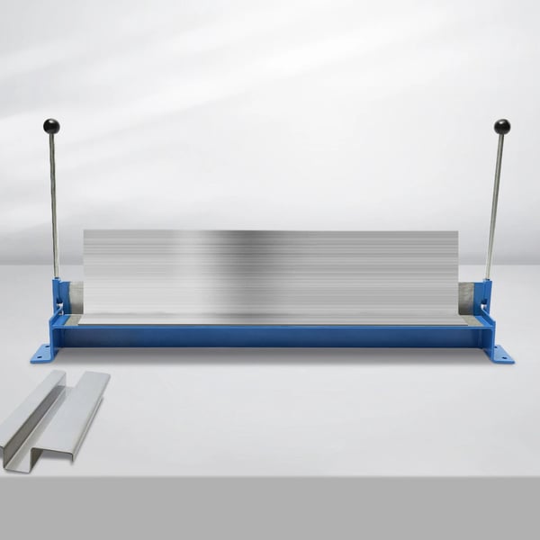 Pladebukker - Manuel pladebukker - Bukkebredde 91,4 cm - Justerbar 0–90° - Kapacitet 1,2 mm stål/1,5 mm Cu/Al - Boltmontering 9,5 mm - Blå