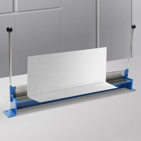 Pladebukker - Manuel pladebukker - Bukkebredde 91,4 cm - Justerbar 0–90° - Kapacitet 1,2 mm stål/1,5 mm Cu/Al - Boltmontering 9,5 mm - Blå