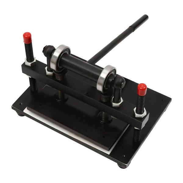 Læder stanse- og prægepresse - Manuel - Bord 360×270 mm - Tryk ≥1,5 ton - Slaglængde 12 mm - Maks tykkelse ≤10 mm - Sort