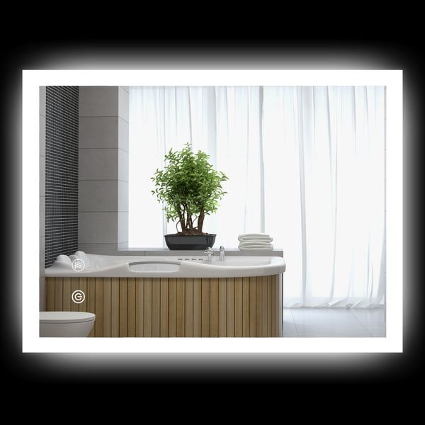 LED badrumsspegel - Väggspegel 80x60 cm - Dimbar 3 Färger - Anti-imma - Bakbelyst - Minnesfunktion - Touch-knapp - Horisontell/Vertikal - Silver