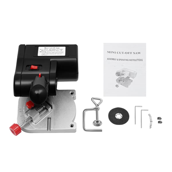 Mini bordsav - Bænksav til DIY - 90 W - 6000 o/min - 0–45° justerbar - Skæredybde 4 mm - 25×14×15 cm - Netstrøm AC - Sort