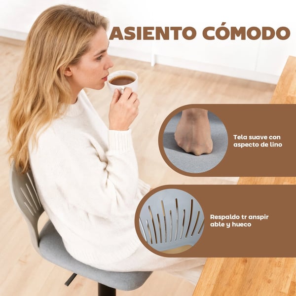 Barstolar 2-pack - Höjdjusterbara 84–105 cm - 360° roterande - Öppen rygg - Fotstöd - Vit