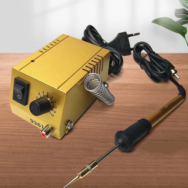Mini loddekolbestation - Temperatur i 10 trin 50–450 °C - Justerbar effekt 1–18 W - Netspænding 220 V - Med loddekolbe - Blyfri - Gul
