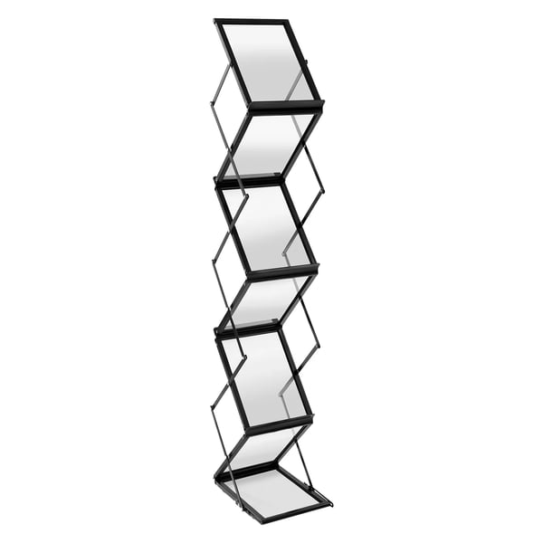 A4 Broschyrställ - Displayställ - Fristående - 6 Paneler - Hopfällbart - Portabelt - Storlek 40,5×10,5 cm - Svart