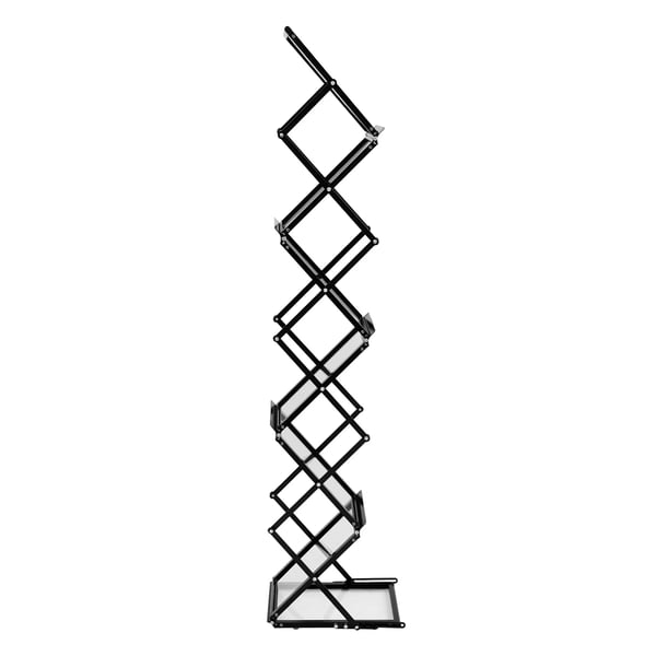 A4 Brochurestander - Displaystativ - Fritstående - 6 Paneler - Sammenklappelig - Bærbar - Størrelse 40,5×10,5 cm - Sort