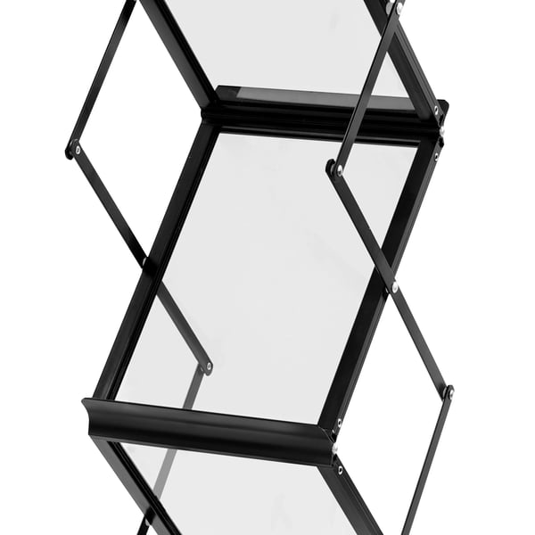 A4 Brochurestander - Displaystativ - Fritstående - 6 Paneler - Sammenklappelig - Bærbar - Størrelse 40,5×10,5 cm - Sort