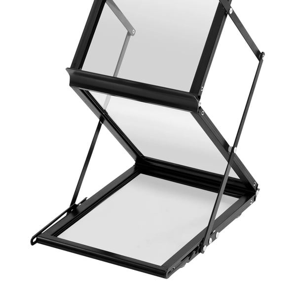 A4 Brochurestander - Displaystativ - Fritstående - 6 Paneler - Sammenklappelig - Bærbar - Størrelse 40,5×10,5 cm - Sort