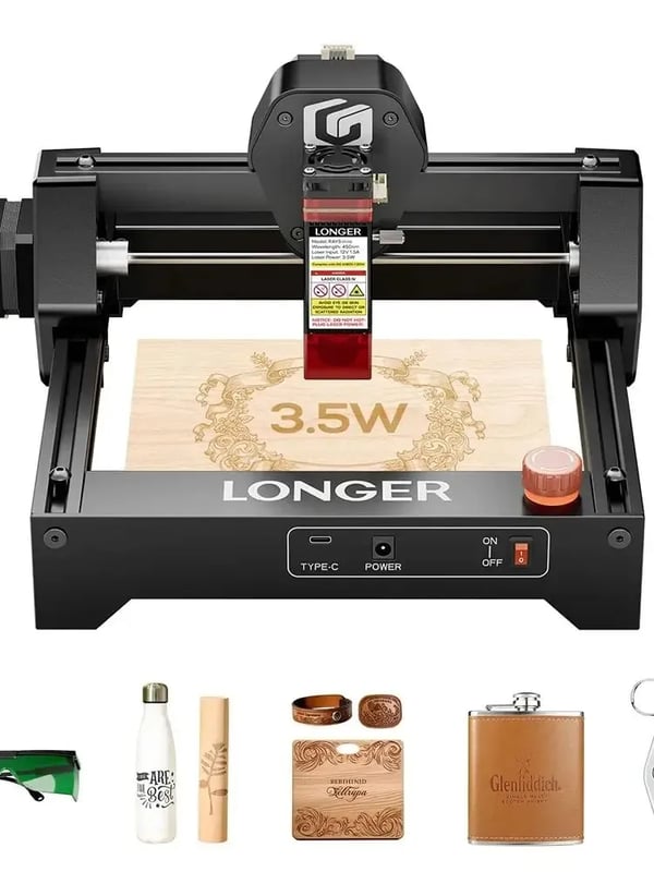 RAY5 Mini 3,5W - Lasergraver - Arbejdsområde 130×140 mm - Hastighed 12.000 mm/min - Præcision 0,04 mm - Wi‑Fi/USB/App - Grøn