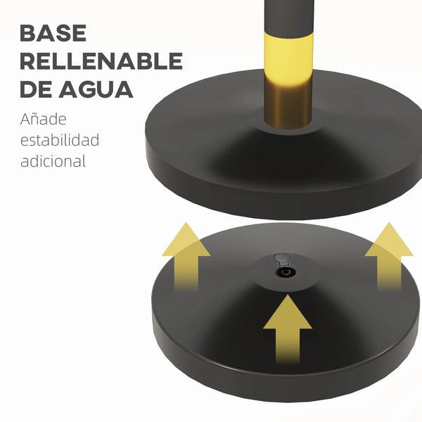 Avspärrningsstolpar med sammetsrep - 2-pack - Rostfritt stål - 96 cm höjd - Fyllbar bas - 2×1,5 m rep - Svart