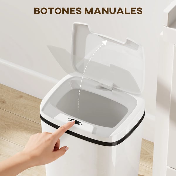 Automatisk sophink - Kökssophink - 15 L - Infraröd sensor - Manuellt läge - Hållarring - Fingeravtrycksresistent - Svart
