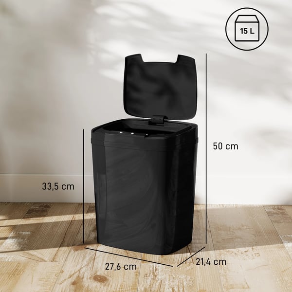 Automatisk soptunna för kök - 15 l - Infraröd sensor - Manuellt läge - Fästring - Fingeravtrycksresistent - Vit