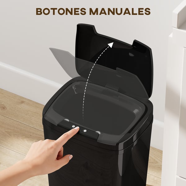 Automatisk soptunna för kök - 15 l - Infraröd sensor - Manuellt läge - Fästring - Fingeravtrycksresistent - Vit