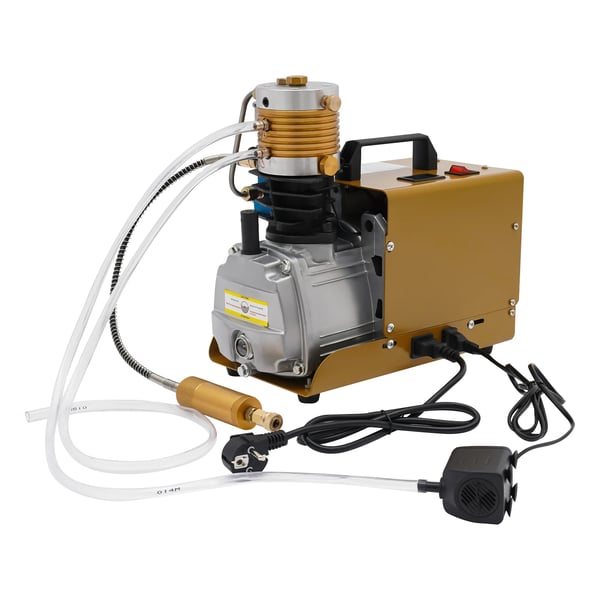 PCP luftkompressor - elektrisk højtrykspumpe - 300 bar - 100 l/min - 1,8 kW - 2800 omdr./min - med manometer - guld