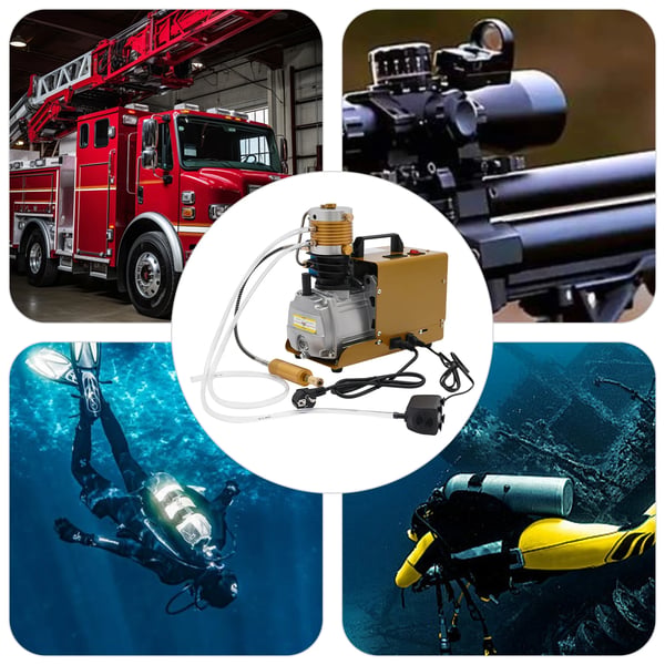 PCP luftkompressor - elektrisk højtrykspumpe - 300 bar - 100 l/min - 1,8 kW - 2800 omdr./min - med manometer - guld