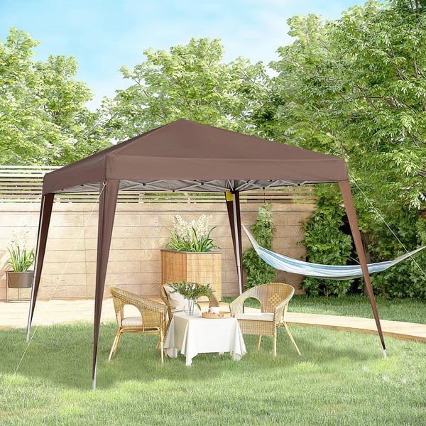 Trädgårdspaviljong 3 x 3 m - Pop-up - Höjdjusterbar - Stålram - Oxford-duk PA-beläggning - UV-skydd - Vattentät - Chokladbrun