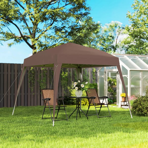 Trädgårdspaviljong 3 x 3 m - Pop-up - Höjdjusterbar - Stålram - Oxford-duk PA-beläggning - UV-skydd - Vattentät - Chokladbrun