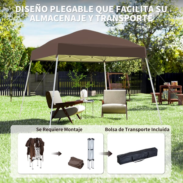 Trädgårdspaviljong 3 x 3 m - Pop-up - Höjdjusterbar - Stålram - Oxford-duk PA-beläggning - UV-skydd - Vattentät - Chokladbrun