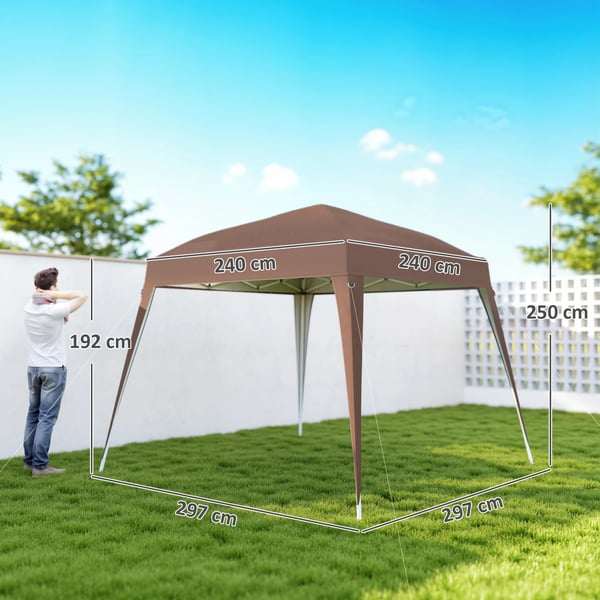 Trädgårdspaviljong 3 x 3 m - Pop-up - Höjdjusterbar - Stålram - Oxford-duk PA-beläggning - UV-skydd - Vattentät - Chokladbrun