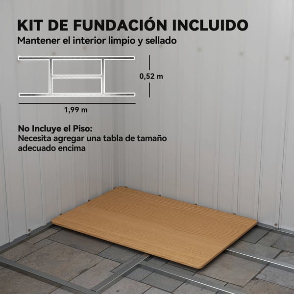 Redskapsbod - Trädgårdsskjul i metall - 2,4 m² 213×130×172 cm - Skjutdörr - Lutande Tak - Med Fönster - Bottenram utan golv - Vattentät - Mörkgrå