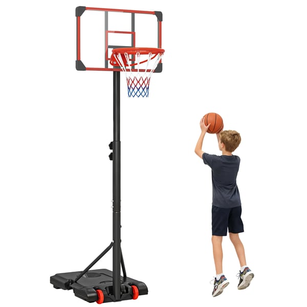 Basketkorg - Stativ - Justerbar höjd 178–208 cm - Fyllbar bas - Hjul för enkel flytt - För tonåringar och vuxna - Svart