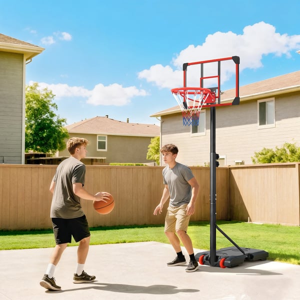 Basketkorg - Stativ - Justerbar höjd 178–208 cm - Fyllbar bas - Hjul för enkel flytt - För tonåringar och vuxna - Svart