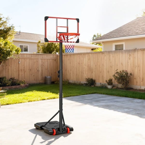 Basketkorg - Stativ - Justerbar höjd 178–208 cm - Fyllbar bas - Hjul för enkel flytt - För tonåringar och vuxna - Svart