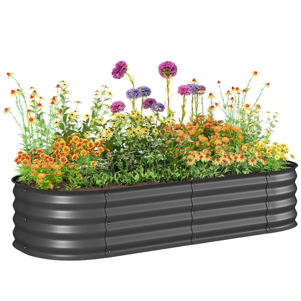 Odlingslåda utomhus - Högbädd i galvaniserat stål - Öppen botten - Säkerhetskanter - Lätt montering - 150×62×30 cm - Mörkgrå Odlingslåda utomhus - Högbädd i galvaniserat stål - Öppen botten - Säkerhetskanter - Lätt montering - 150×62×30 cm - Mörkgrå