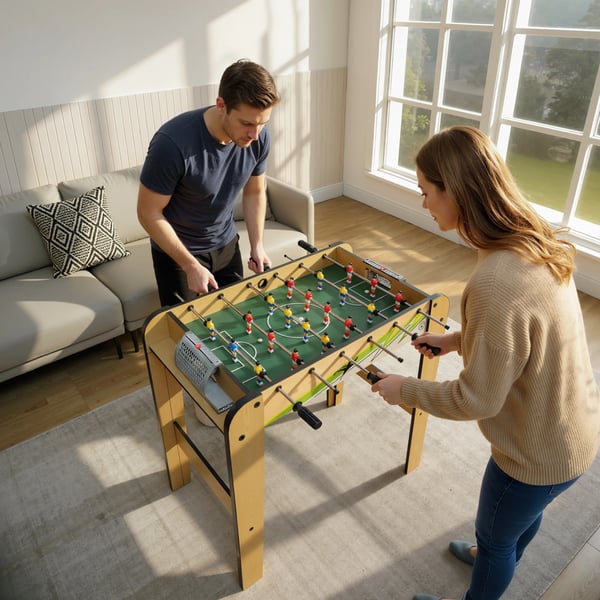 Bordsfotboll - Minibord - 75x66x75 cm, 6 stänger, 18 spelare, 2 poängräknare - Ljusgul