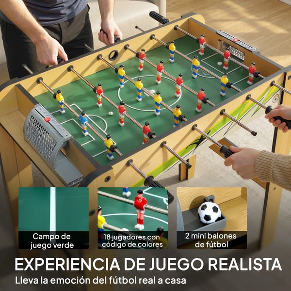 Bordsfotboll - Minibord - 75x66x75 cm, 6 stänger, 18 spelare, 2 poängräknare - Ljusgul