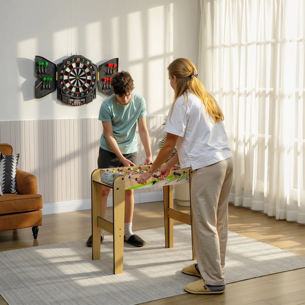 Bordsfotboll - Minibord - 75x66x75 cm, 6 stänger, 18 spelare, 2 poängräknare - Ljusgul