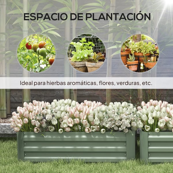 Planteringslådor 2-pack - Rektangulära odlingslådor - Galvaniserat stål - 100x50x30 cm - För terrass och trädgård - Ljusgrön