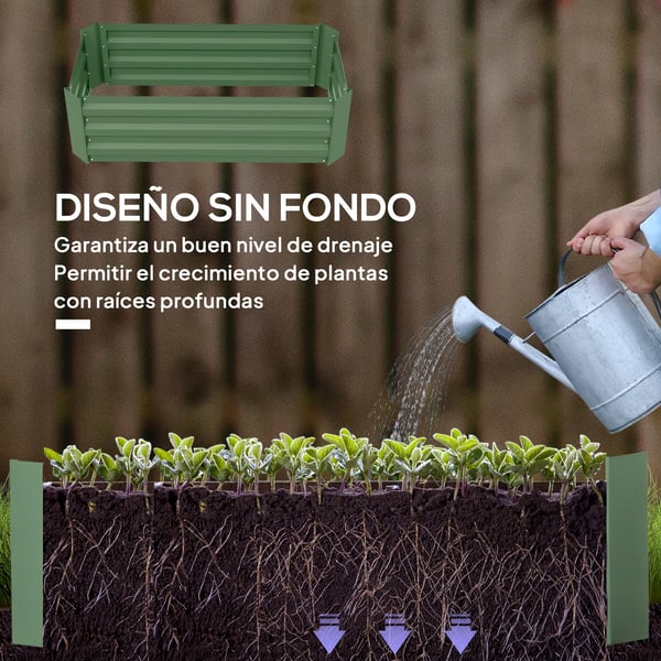 Planteringslådor 2-pack - Rektangulära odlingslådor - Galvaniserat stål - 100x50x30 cm - För terrass och trädgård - Ljusgrön