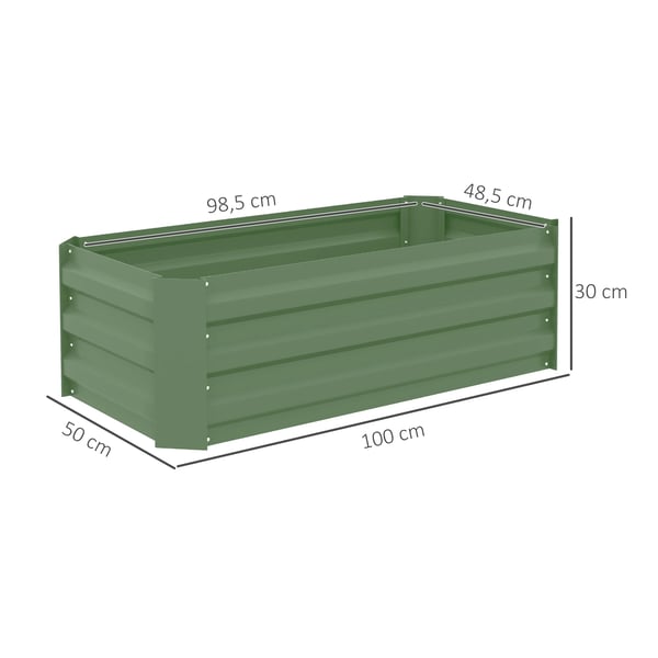Planteringslådor 2-pack - Rektangulära odlingslådor - Galvaniserat stål - 100x50x30 cm - För terrass och trädgård - Ljusgrön